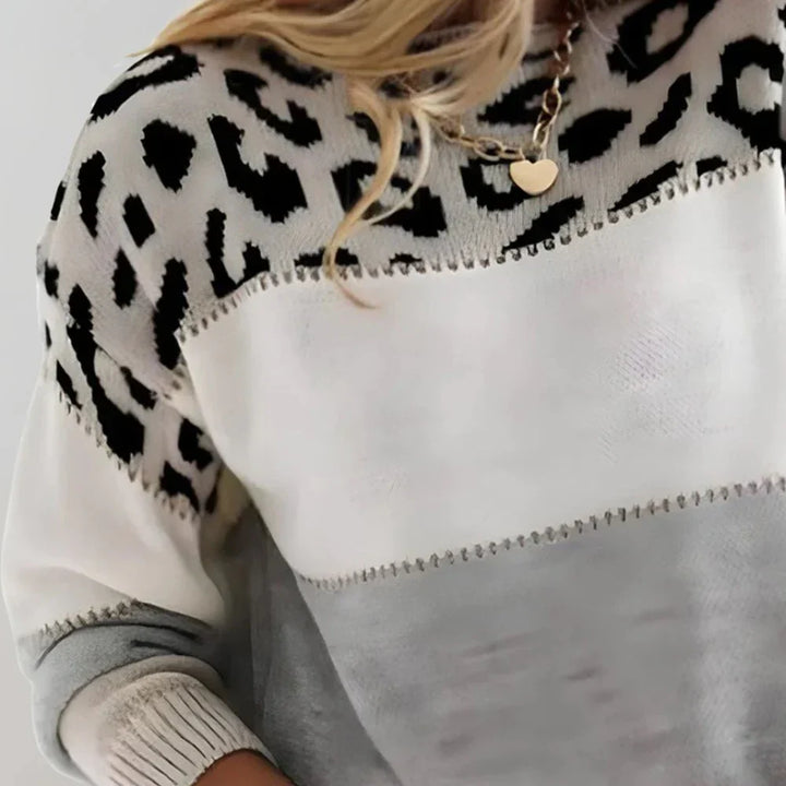 Diane | leopard accent knit sweater