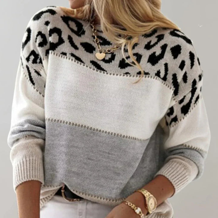 Diane | leopard accent knit sweater